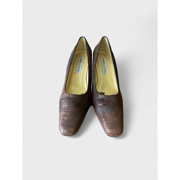 Bellini Brown Magenta Leather Chunky Slim Block Heels 9M Excellent Condition - Picture 2 of 9
